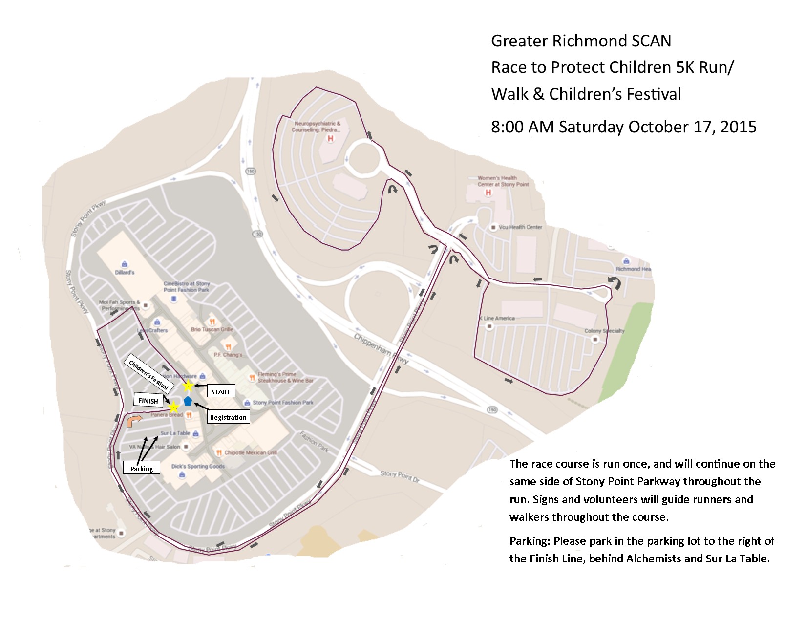 Stony Point Fashion Park Map Race Information
